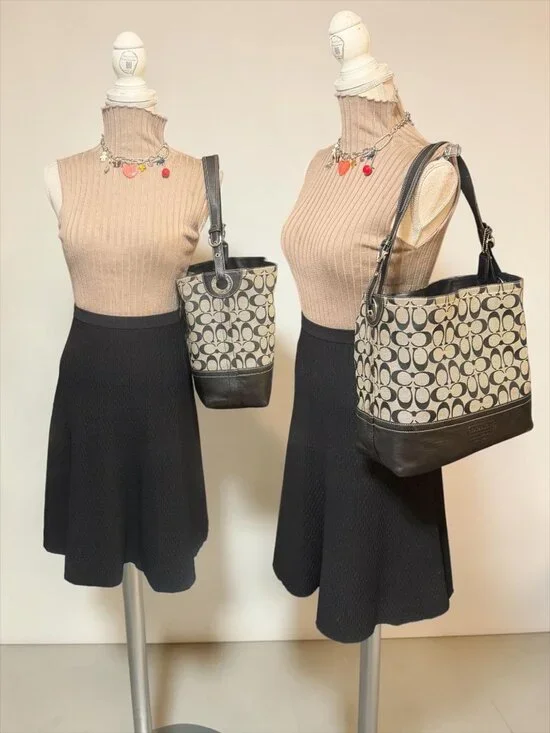 Coach Signature Bucket Tote F12518 Black Canvas Leather Shoulder Bag Carryall - Picture 3 of 10